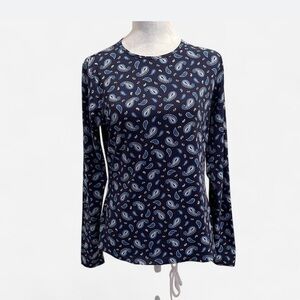 Lands' End Navy Long-Sleeve Paisley  Rash Guard